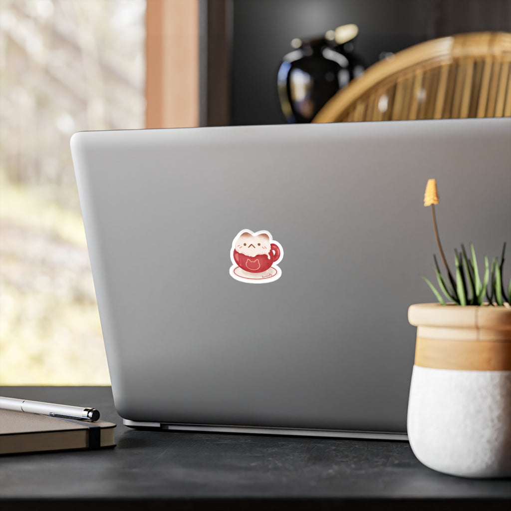 Cat- puccino Vinyl Sticker: Waterproof Decals by Bumblefly
