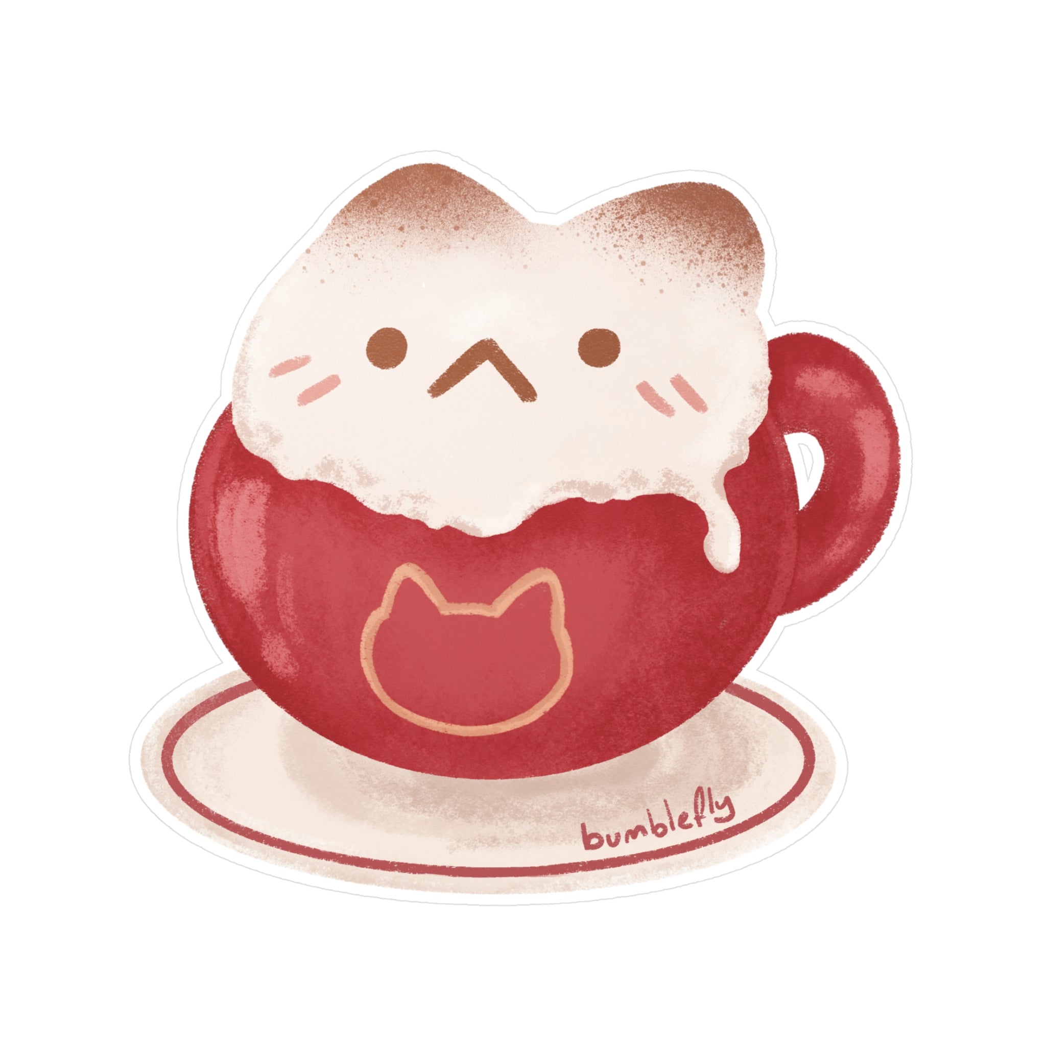 Cat- puccino Vinyl Sticker: Waterproof Decals by Bumblefly