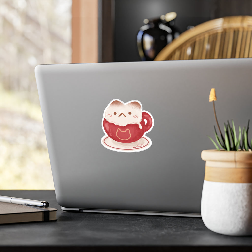 Cat- puccino Vinyl Sticker: Waterproof Decals by Bumblefly
